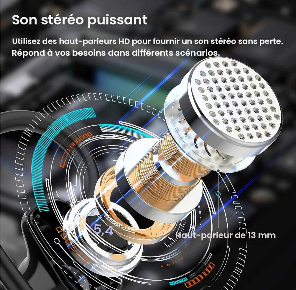 🎧 Écouteurs Sans Fil Bluetooth 5.4 – Autonomie 50H, Son HiFi & Sport Étanche