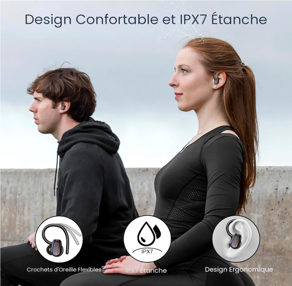 🎧 Écouteurs Sans Fil Bluetooth 5.4 – Autonomie 50H, Son HiFi & Sport Étanche