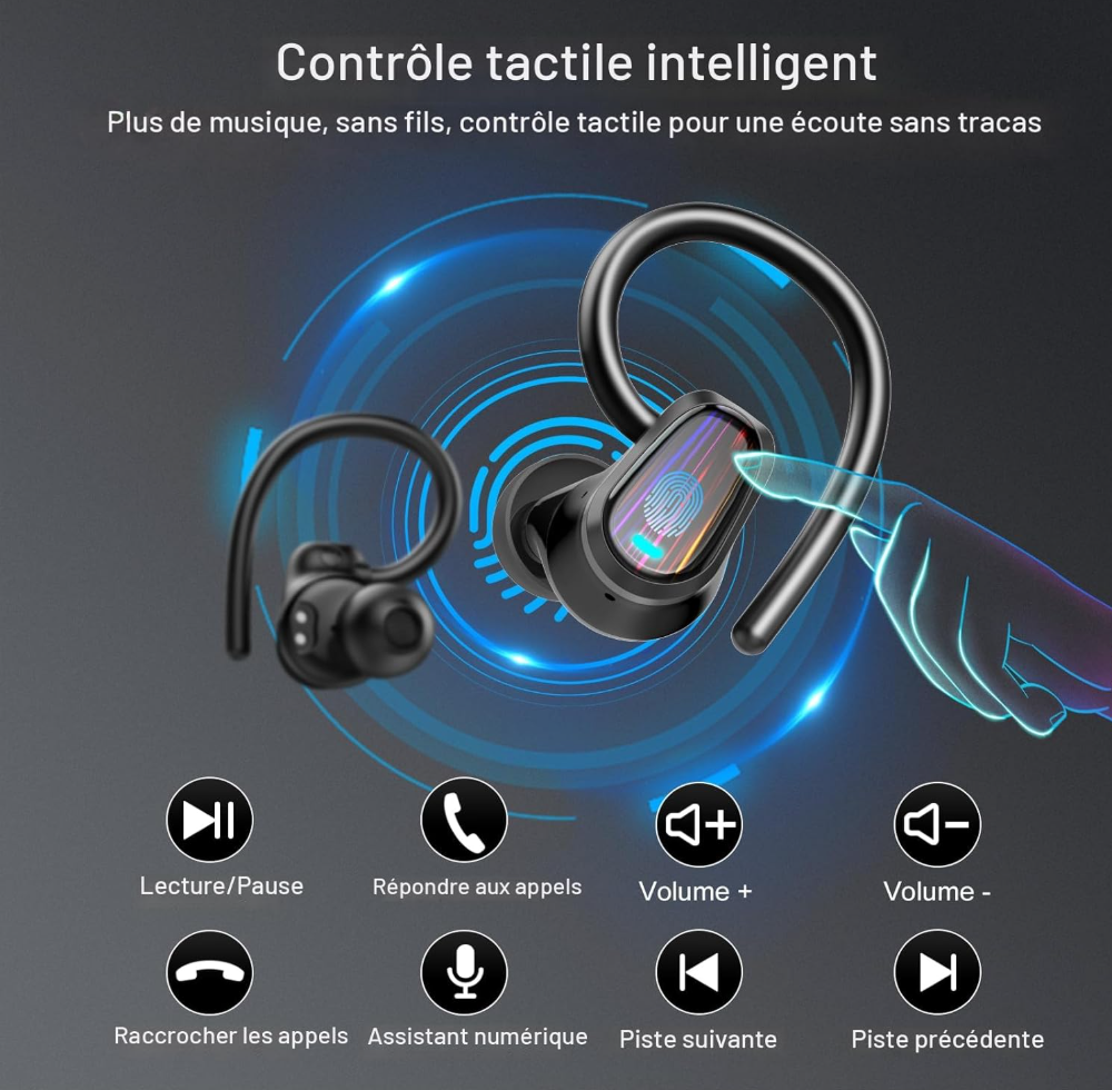 🎧 Écouteurs Sans Fil Bluetooth 5.4 – Autonomie 50H, Son HiFi & Sport Étanche