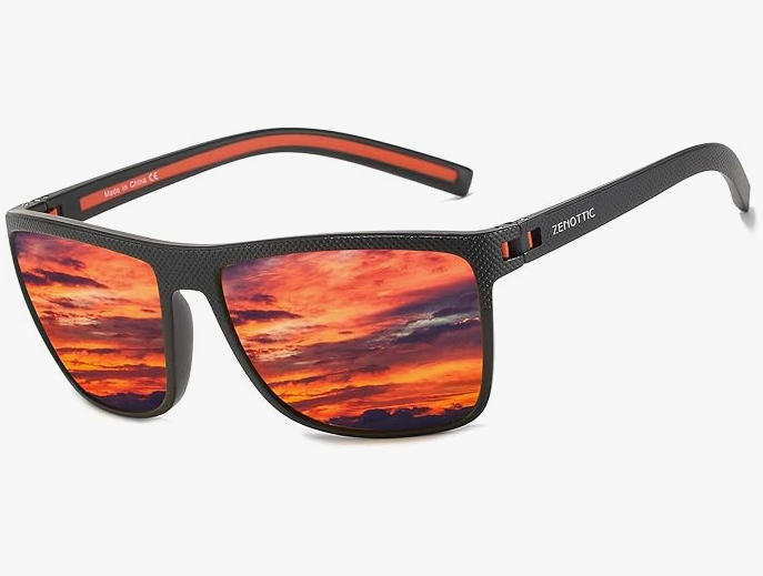 ZENOTTIC Lunettes de soleil polarisées, carrées et légères, pour homme – Monture en TR90 – Protection UV400