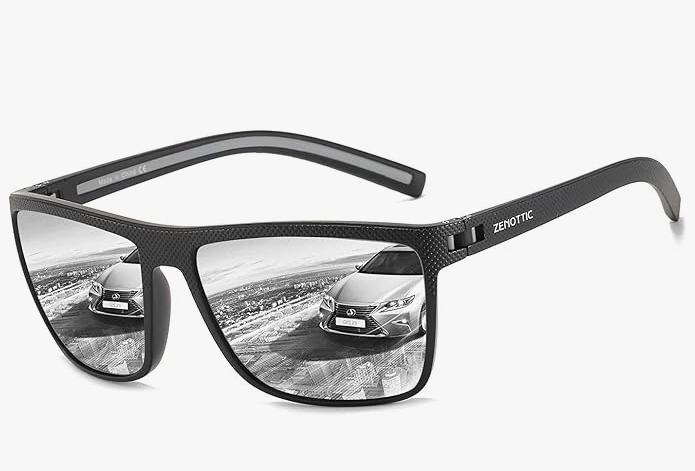 ZENOTTIC Lunettes de soleil polarisées, carrées et légères, pour homme – Monture en TR90 – Protection UV400