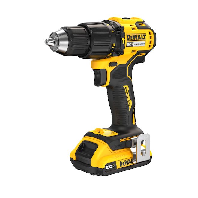 Perceuse à percussion compacte DEWALT 20V, sans balais avec batterie et chargeur