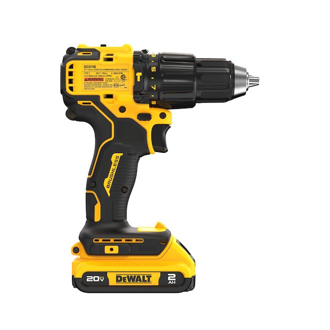 Perceuse à percussion compacte DEWALT 20V, sans balais avec batterie et chargeur