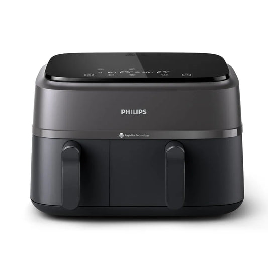 Philips – Friteuse à air à double panier série 3000, fonctions 8 en 1, 9 L, 2 tiroirs, temps de cuisson auto-synchronisé, 90 % de matières grasses en moins, technologie Rapid Air, application HomeID