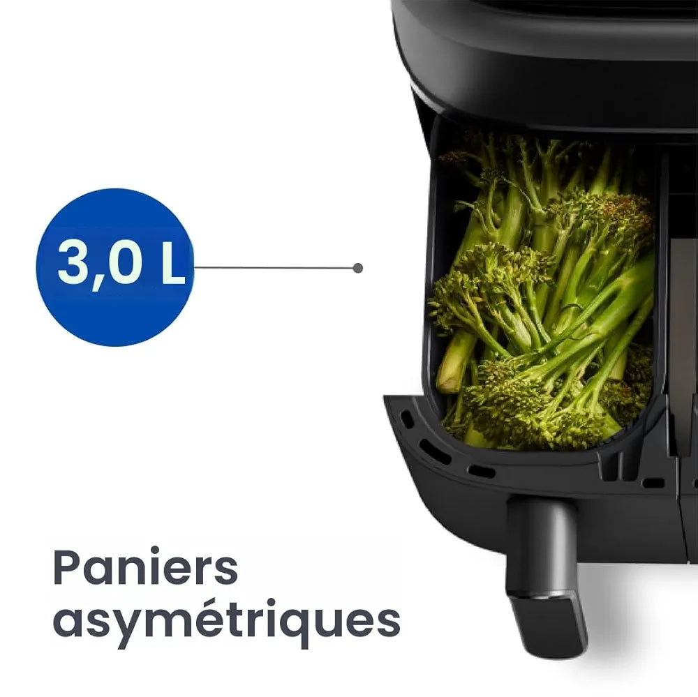 Philips – Friteuse à air à double panier série 3000, fonctions 8 en 1, 9 L, 2 tiroirs, temps de cuisson auto-synchronisé, 90 % de matières grasses en moins, technologie Rapid Air, application HomeID