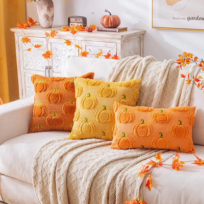 Lot de 2 housses de coussin d'automne citrouille orange 30,5 x 50,8 cm, décorations d'Halloween, Thanksgiving, coussins d'automne pour canapé, sofa, décoration de vacances