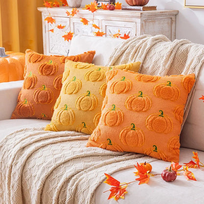 Lot de 2 housses de coussin d'automne citrouille orange 30,5 x 50,8 cm, décorations d'Halloween, Thanksgiving, coussins d'automne pour canapé, sofa, décoration de vacances