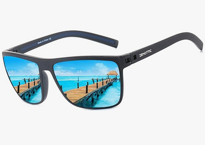 ZENOTTIC Lunettes de soleil polarisées, carrées et légères, pour homme – Monture en TR90 – Protection UV400