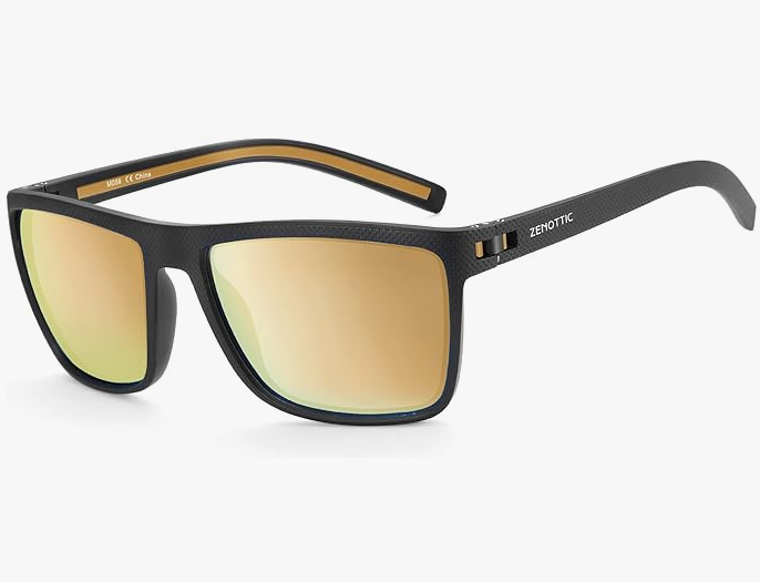 ZENOTTIC Lunettes de soleil polarisées, carrées et légères, pour homme – Monture en TR90 – Protection UV400