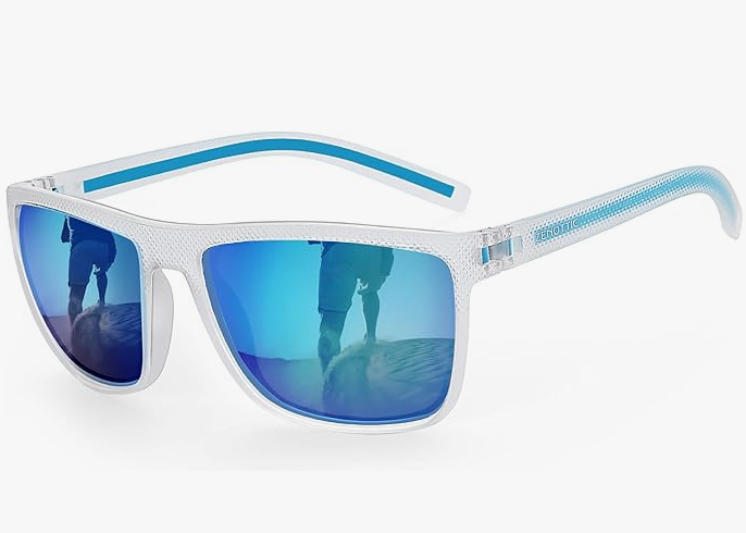 ZENOTTIC Lunettes de soleil polarisées, carrées et légères, pour homme – Monture en TR90 – Protection UV400