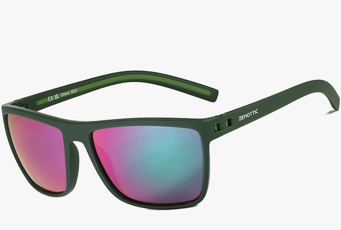 ZENOTTIC Lunettes de soleil polarisées, carrées et légères, pour homme – Monture en TR90 – Protection UV400