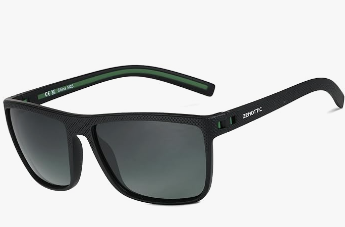ZENOTTIC Lunettes de soleil polarisées, carrées et légères, pour homme – Monture en TR90 – Protection UV400